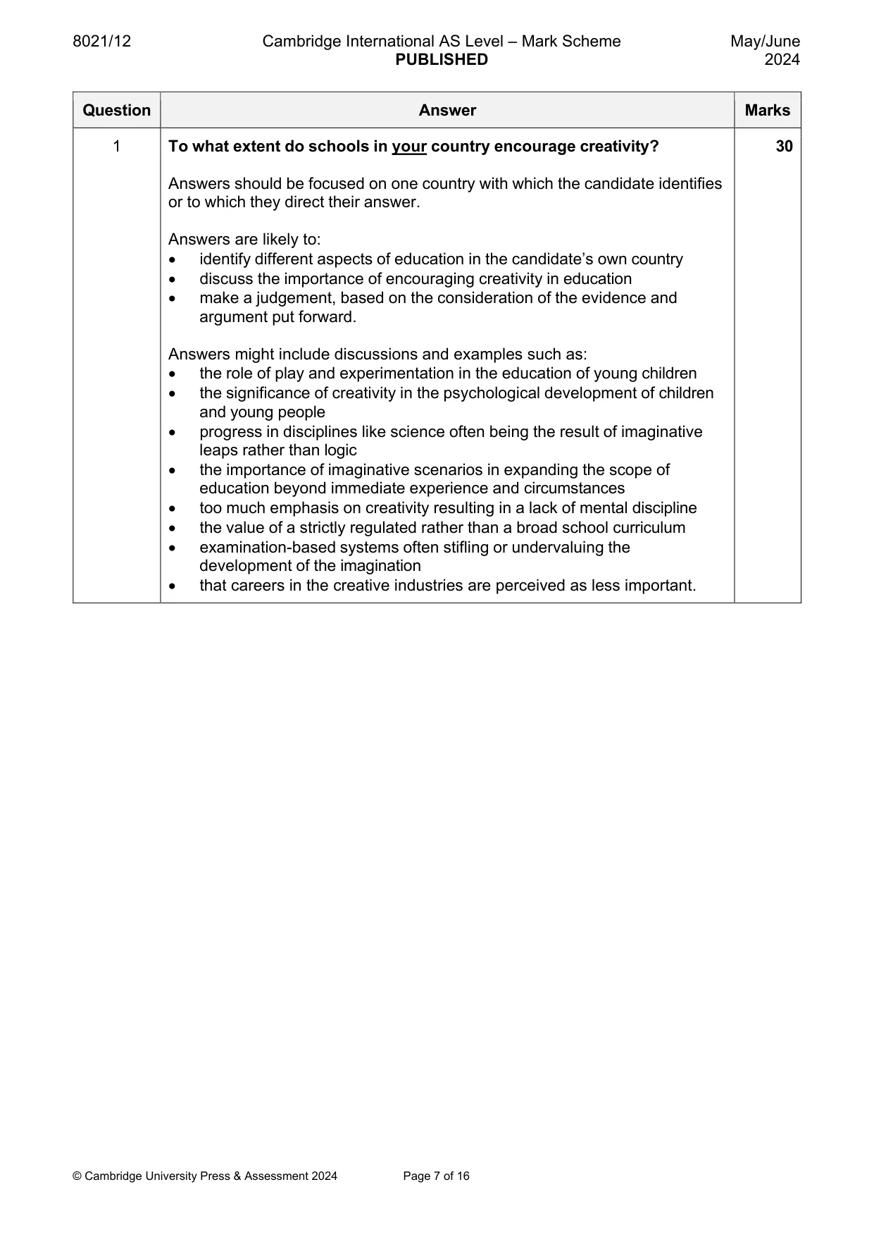 Mark scheme, page 7 of 16