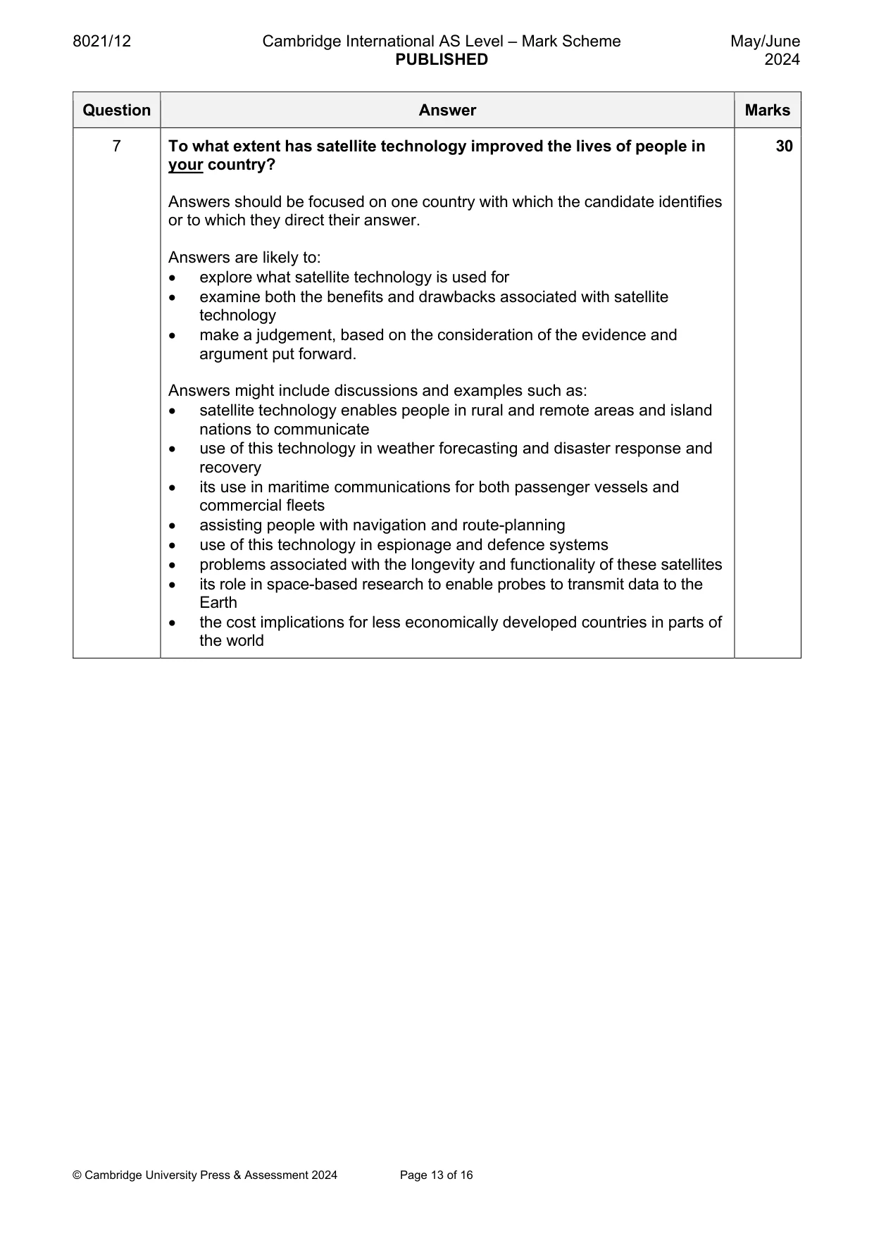 Mark scheme, page 13 of 16