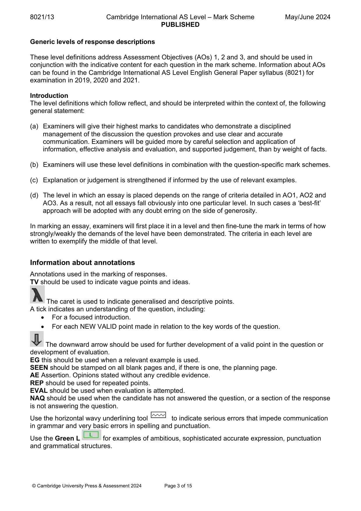 Mark scheme, page 3 of 15