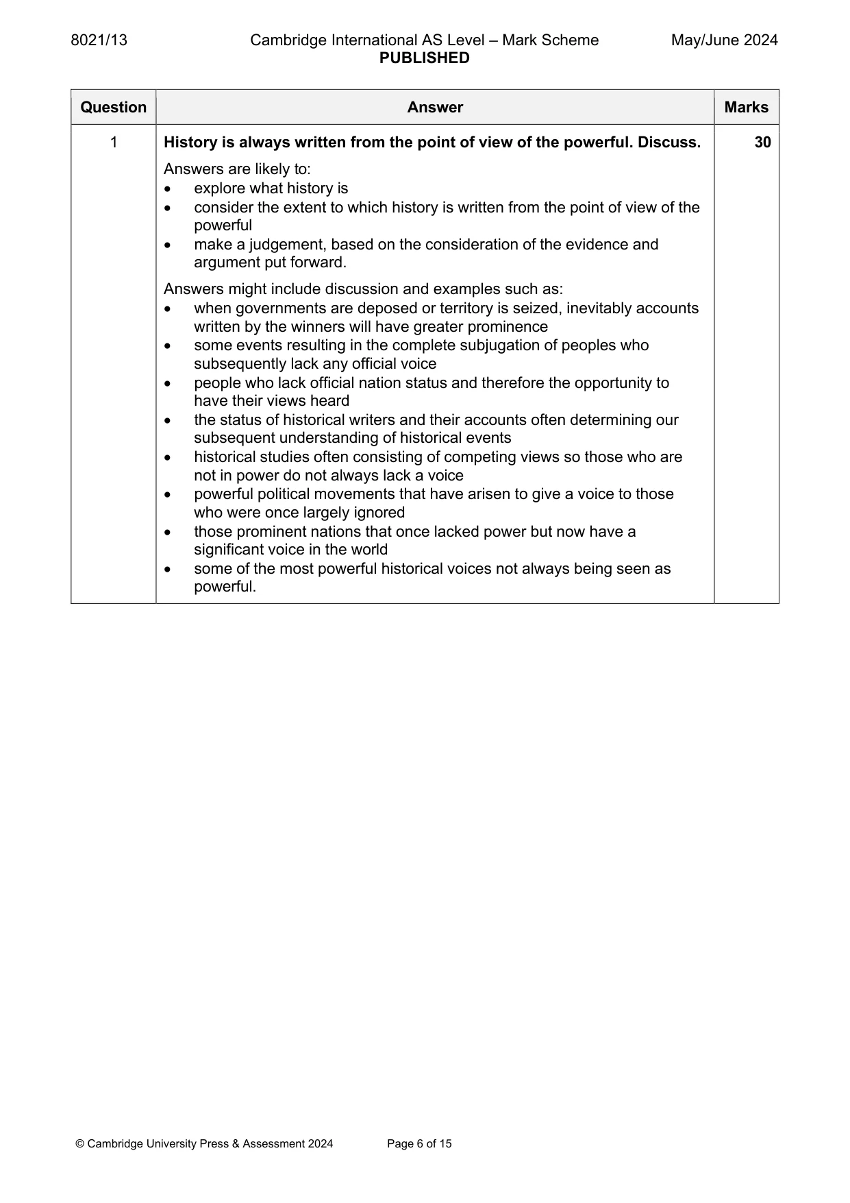 Mark scheme, page 6 of 15