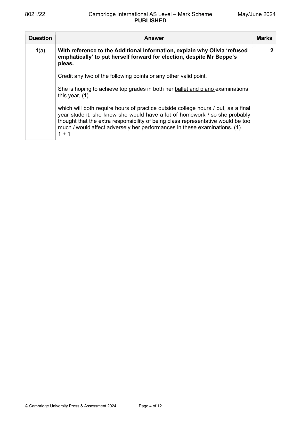Mark scheme, page 4 of 12
