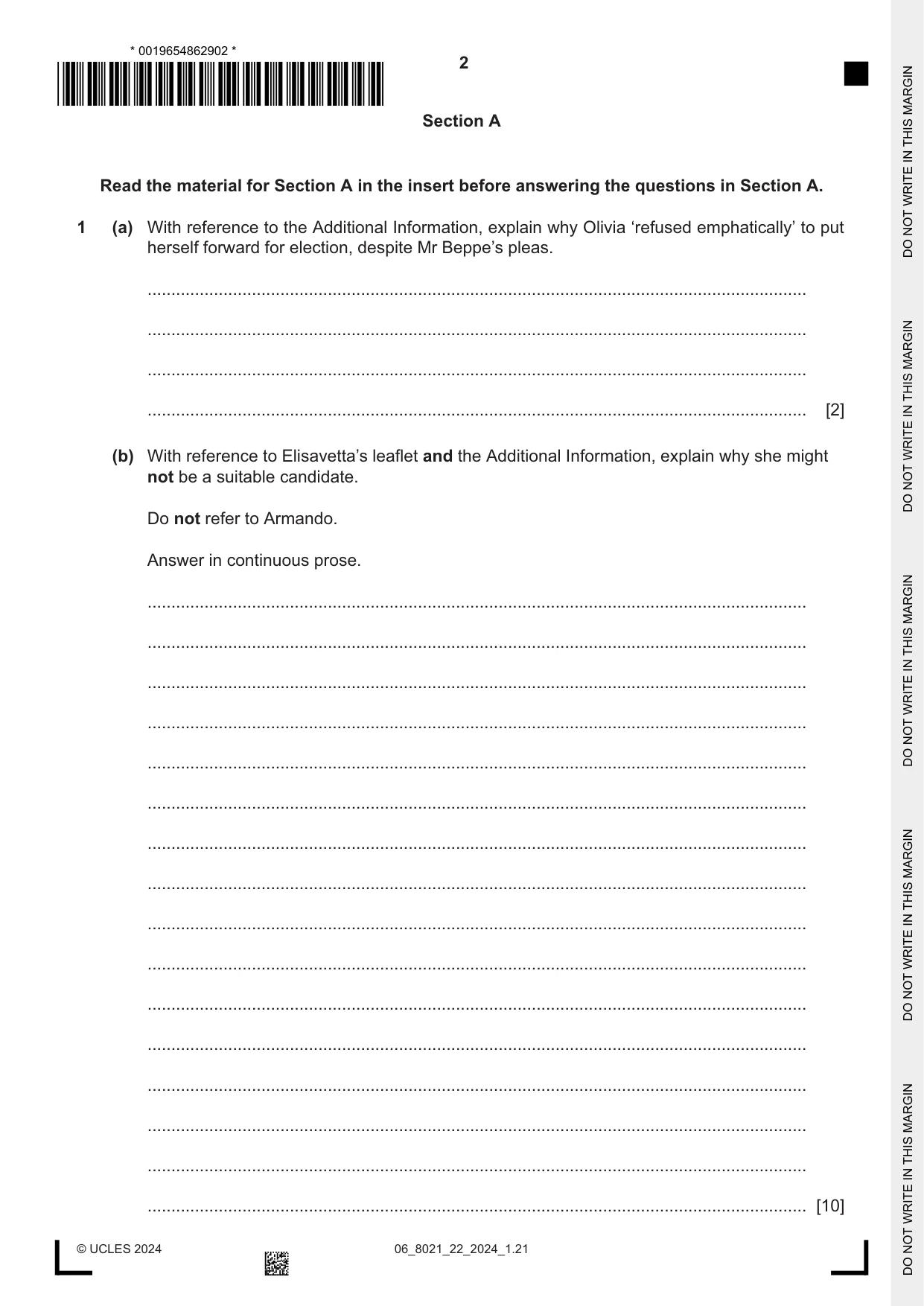 Cambridge A Level English General Paper 8021 2024 May/June Paper 2 · Variant 2 question paper, page 2 of 8