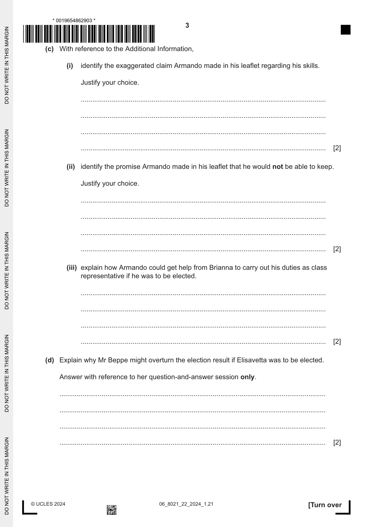 Cambridge A Level English General Paper 8021 2024 May/June Paper 2 · Variant 2 question paper, page 3 of 8