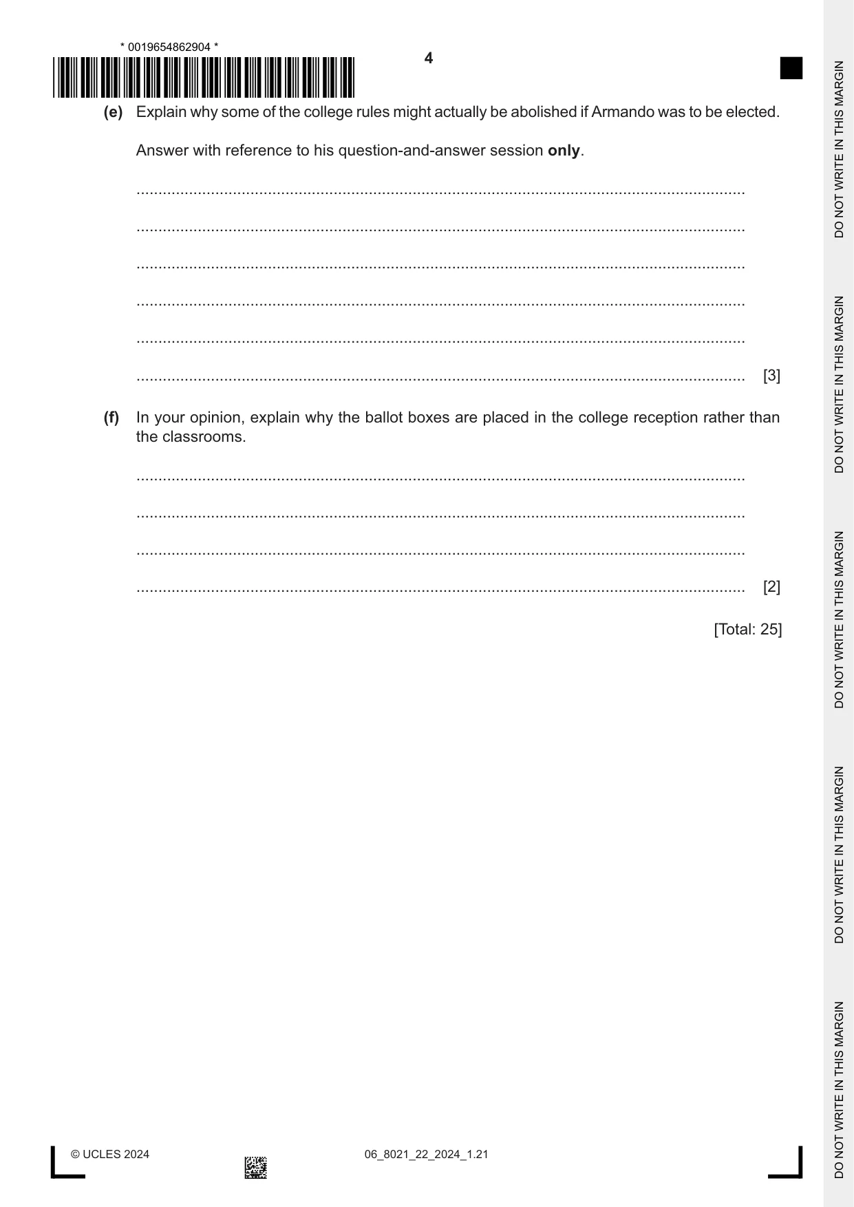 Cambridge A Level English General Paper 8021 2024 May/June Paper 2 · Variant 2 question paper, page 4 of 8