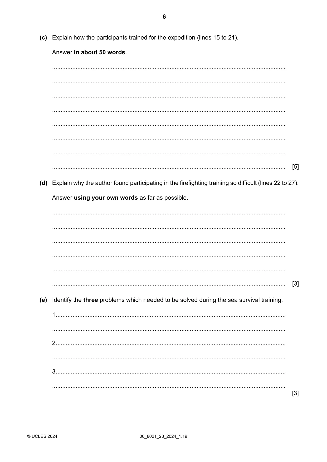 Cambridge A Level English General Paper 8021 2024 May/June Paper 2 · Variant 3 question paper, page 6 of 8
