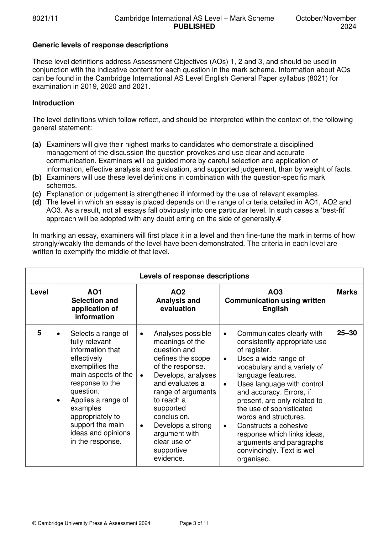 Mark scheme, page 3 of 11
