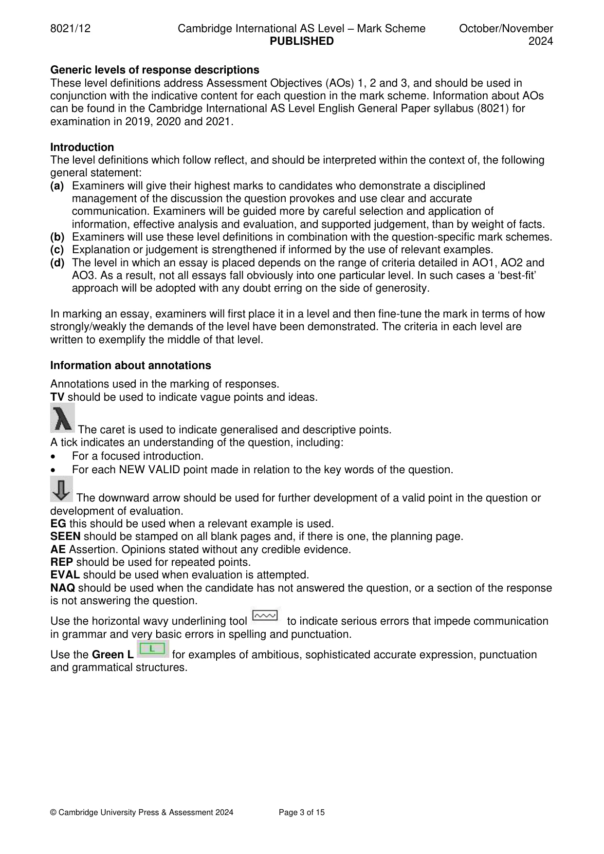 Mark scheme, page 3 of 15