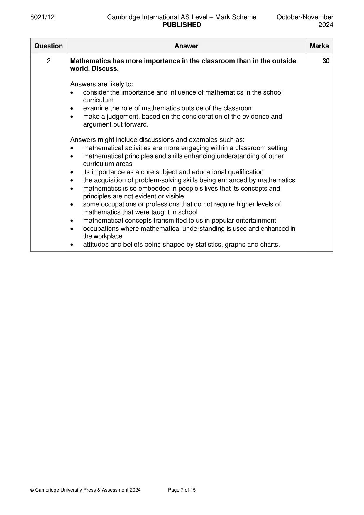 Mark scheme, page 7 of 15