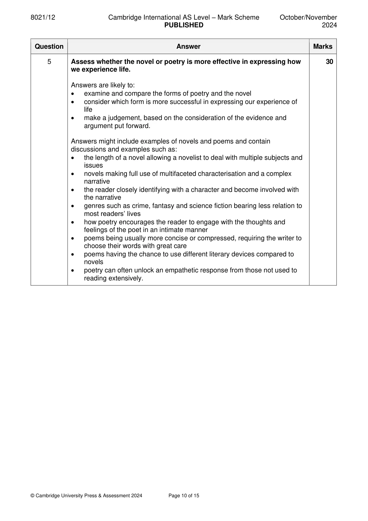 Mark scheme, page 10 of 15