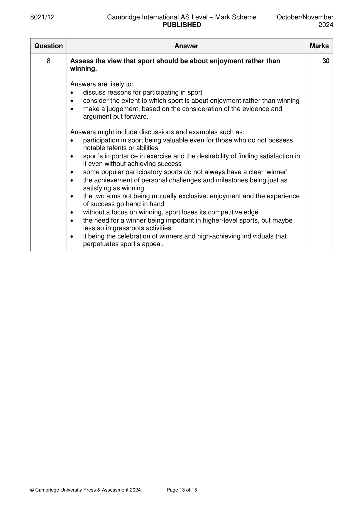 Mark scheme, page 13 of 15