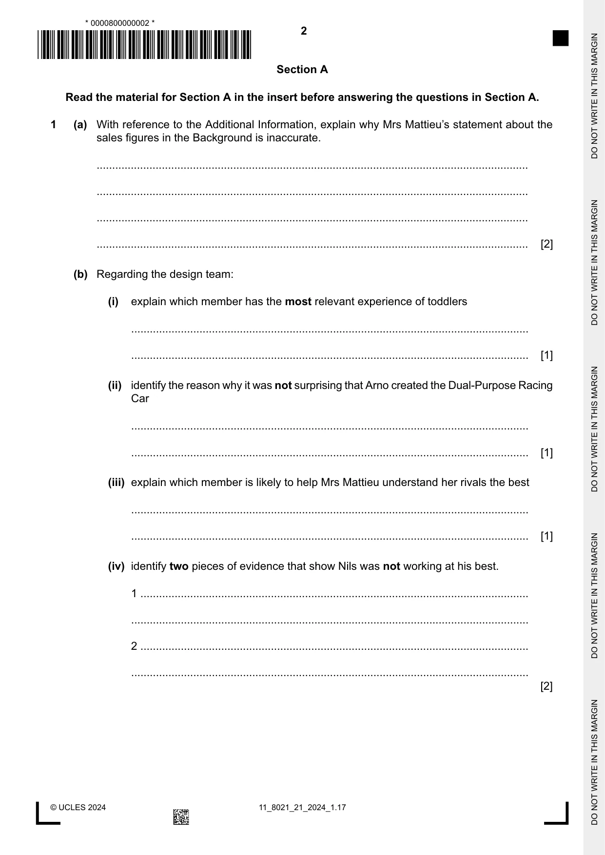 Cambridge A Level English General Paper 8021 2024 Oct/Nov Paper 2 · Variant 1 question paper, page 2 of 8