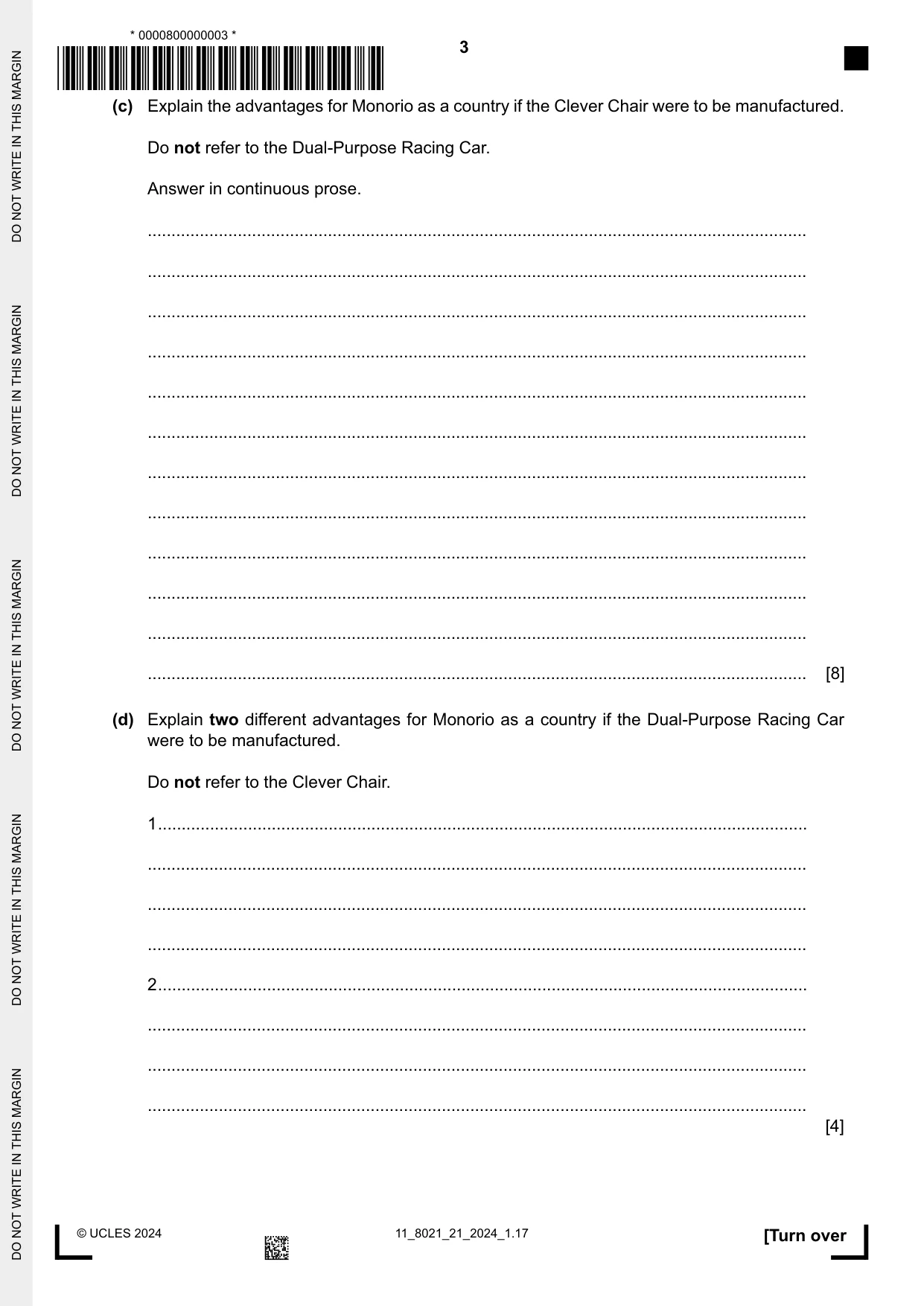 Cambridge A Level English General Paper 8021 2024 Oct/Nov Paper 2 · Variant 1 question paper, page 3 of 8