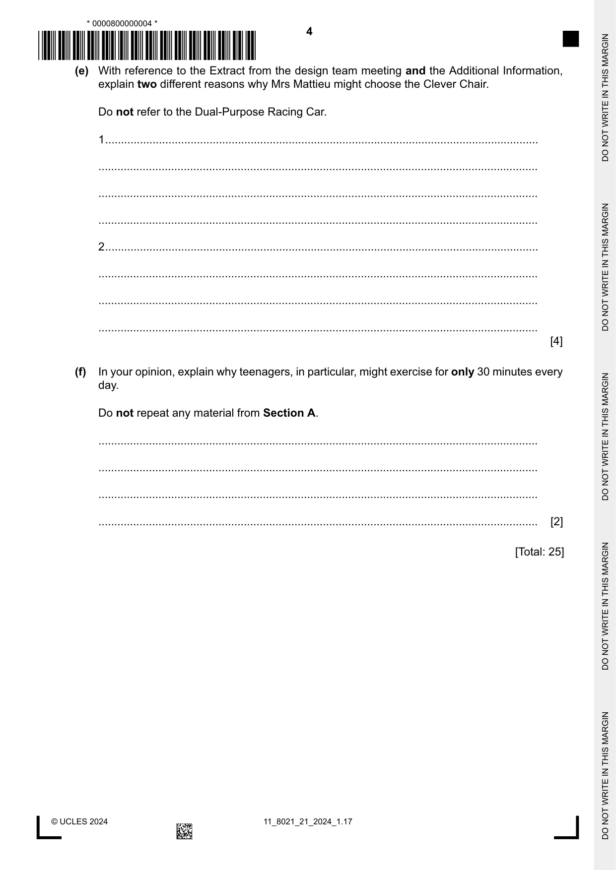 Cambridge A Level English General Paper 8021 2024 Oct/Nov Paper 2 · Variant 1 question paper, page 4 of 8