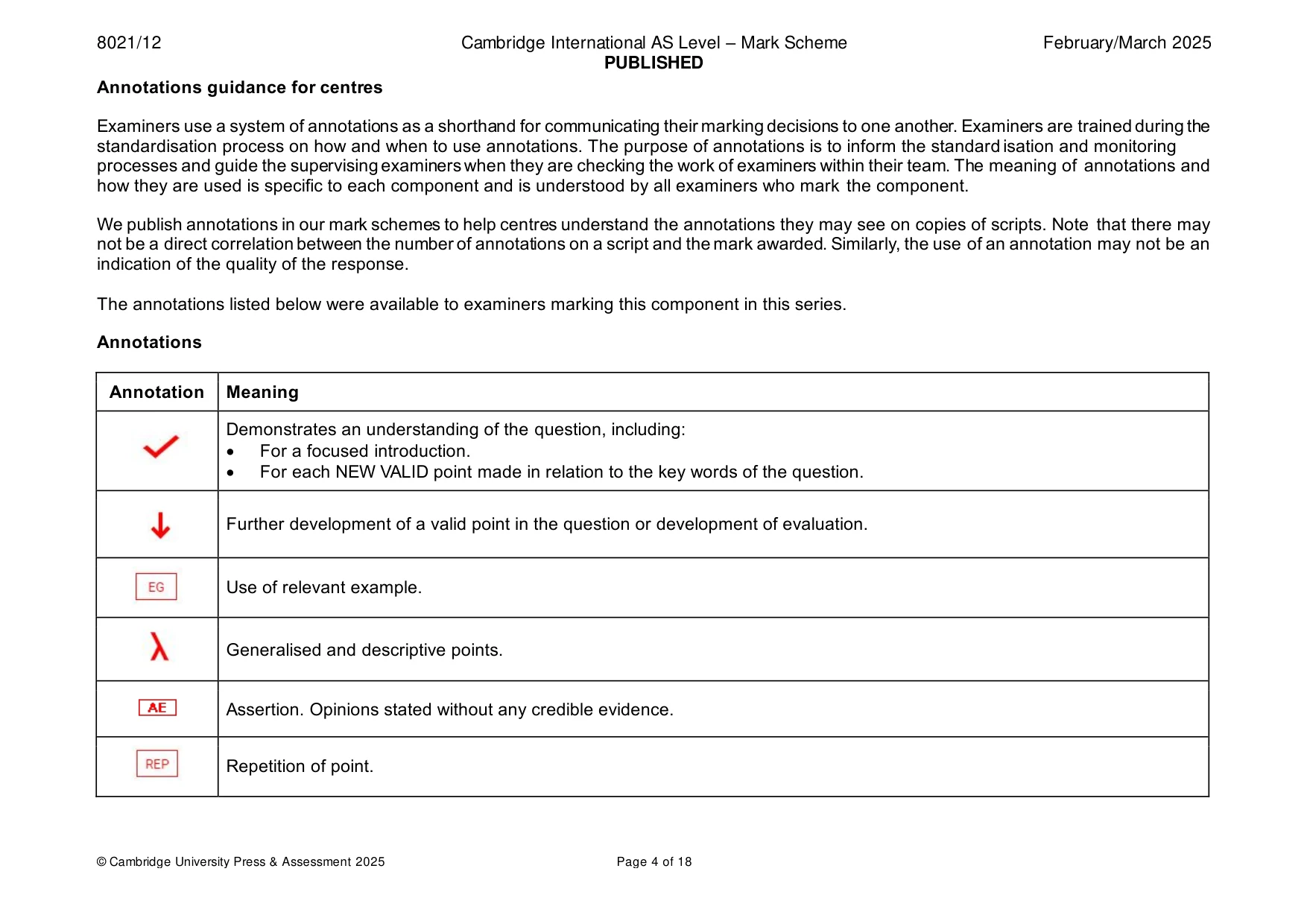 Mark scheme, page 4 of 18