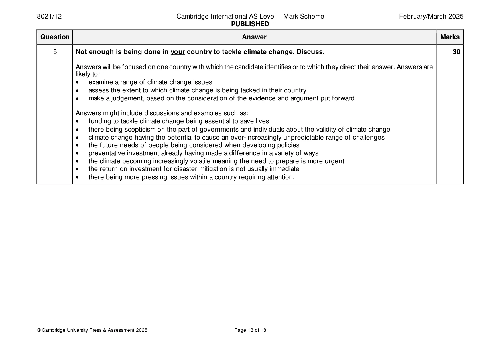 Mark scheme, page 13 of 18