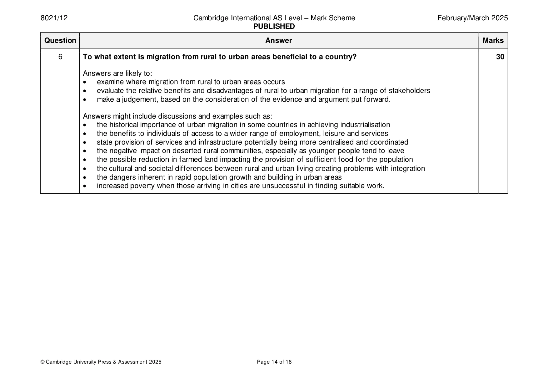 Mark scheme, page 14 of 18