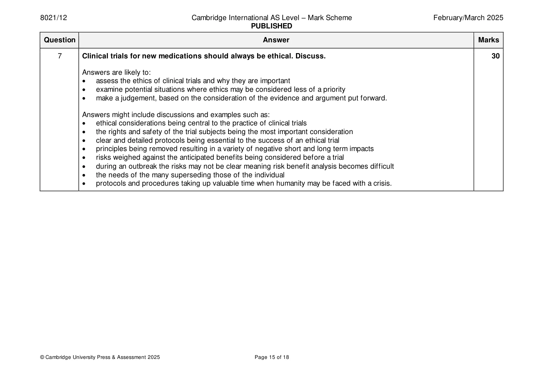 Mark scheme, page 15 of 18