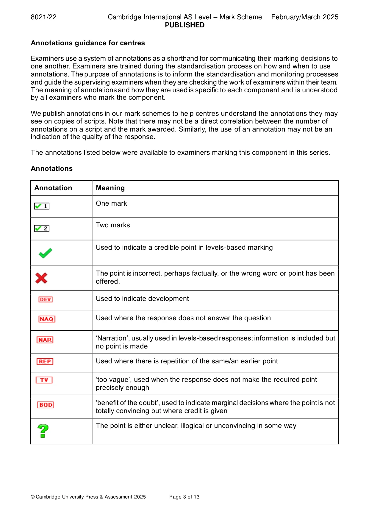 Mark scheme, page 3 of 13