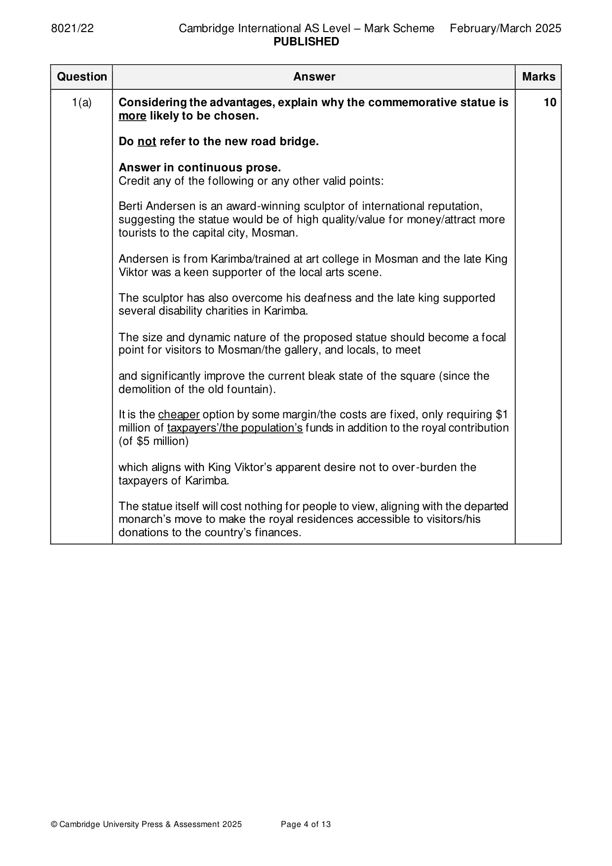 Mark scheme, page 4 of 13