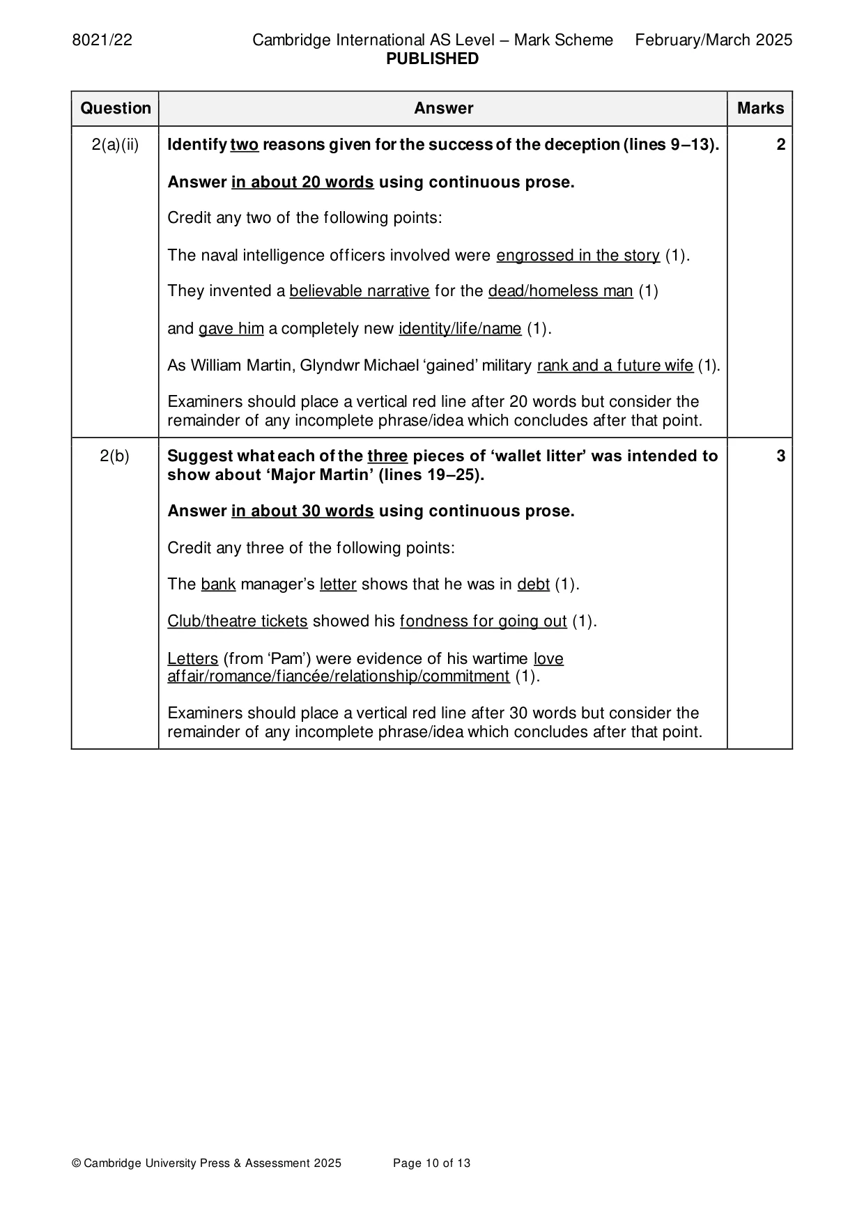 Mark scheme, page 10 of 13