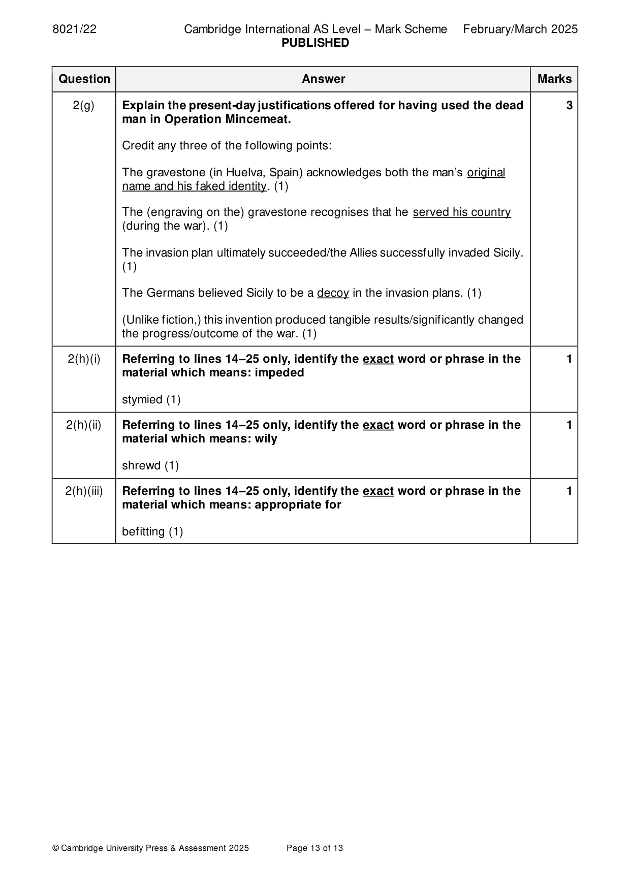 Mark scheme, page 13 of 13
