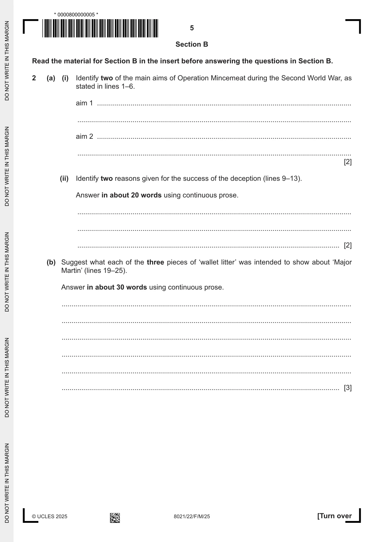 Cambridge A Level English General Paper 8021 2025 Feb/March Paper 2 · Variant 2 question paper, page 5 of 8