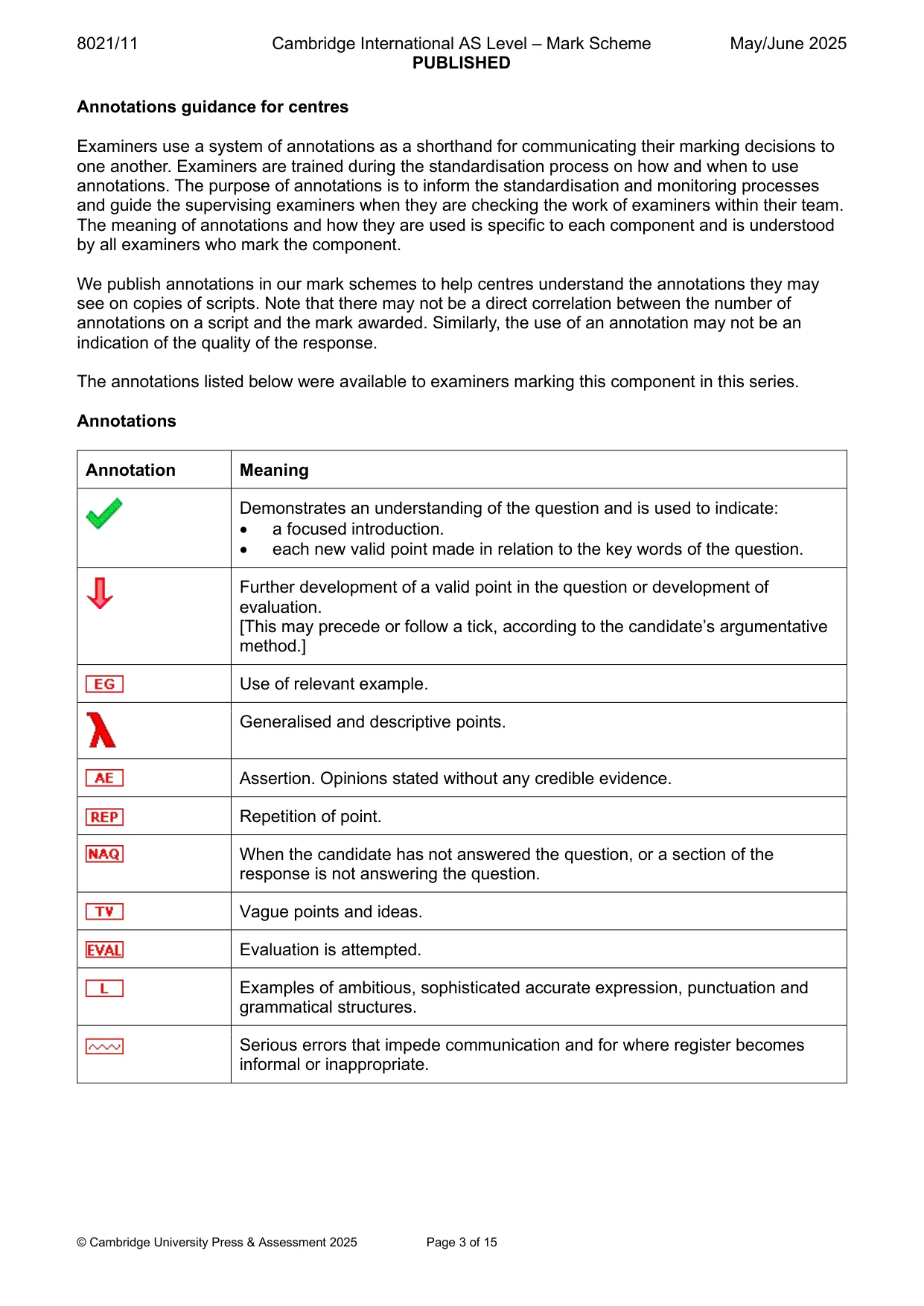 Mark scheme, page 3 of 15