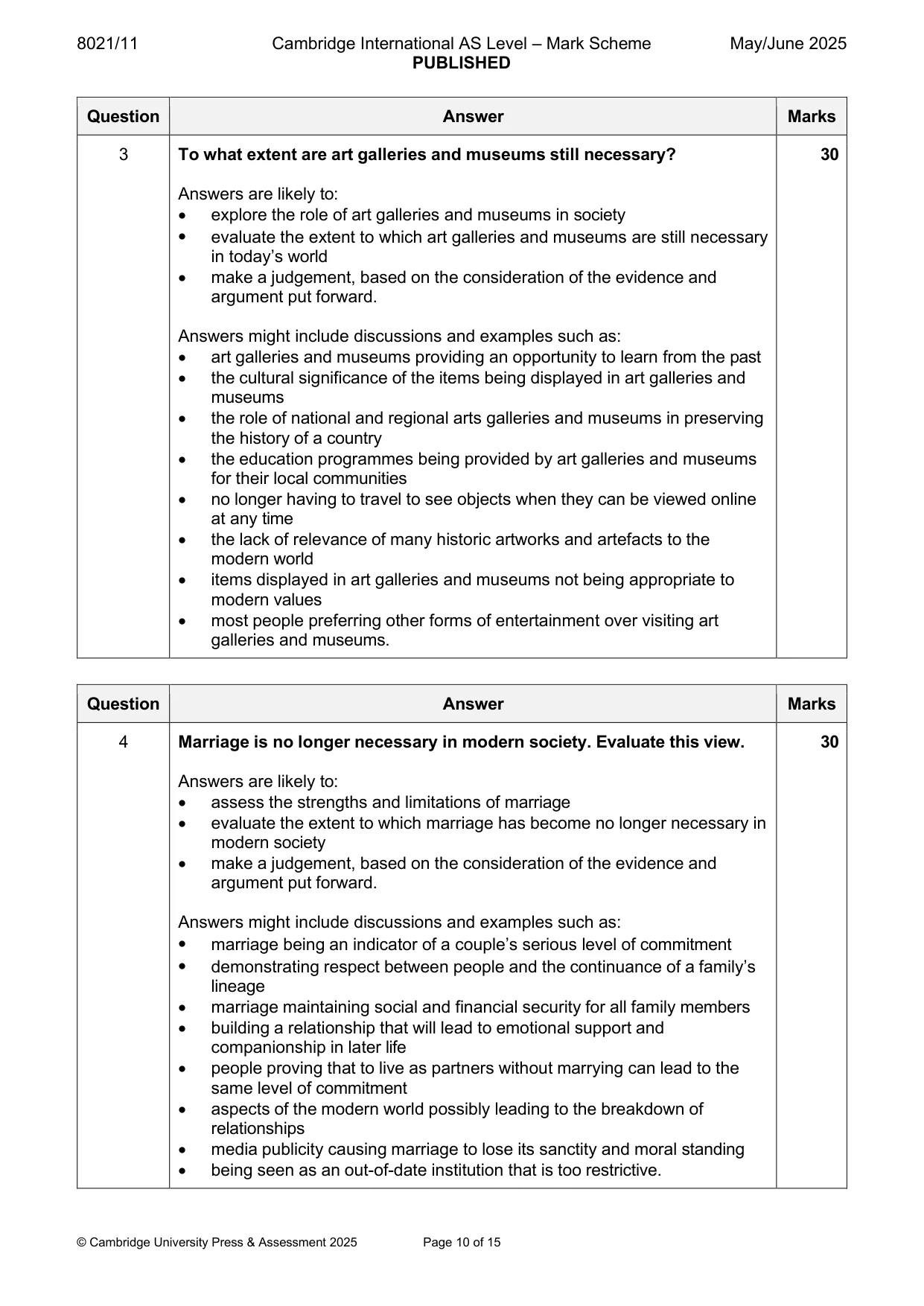 Mark scheme, page 10 of 15
