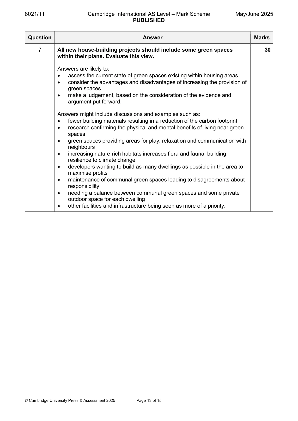 Mark scheme, page 13 of 15