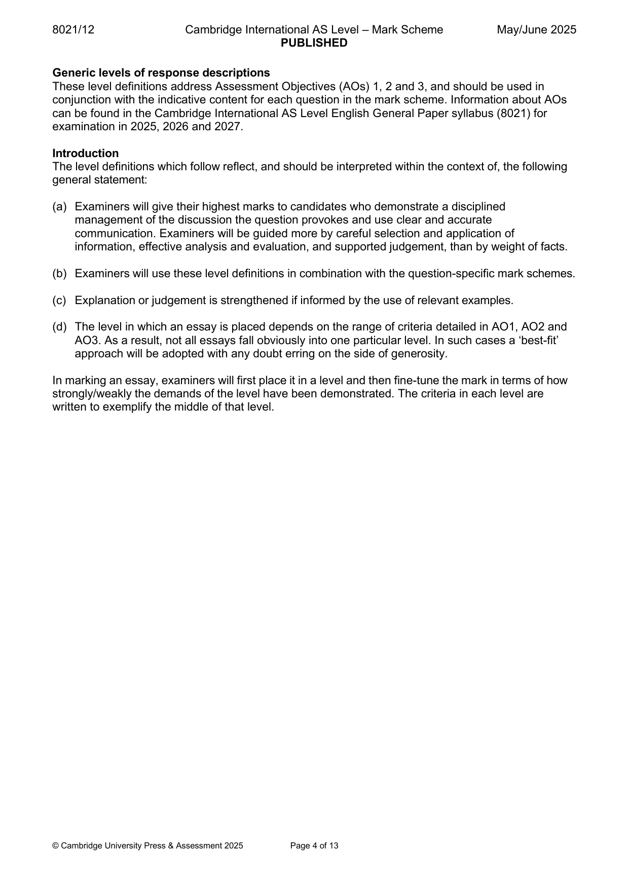 Mark scheme, page 4 of 13