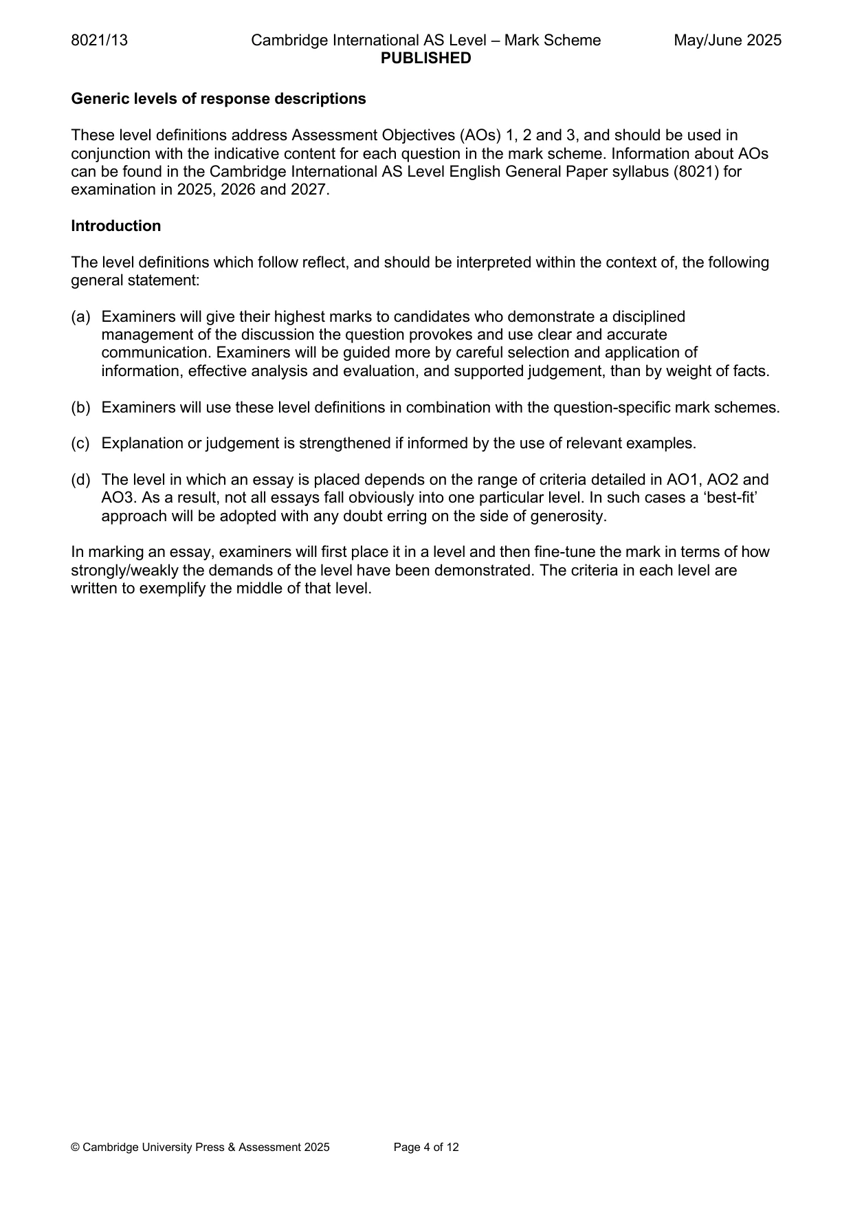 Mark scheme, page 4 of 12