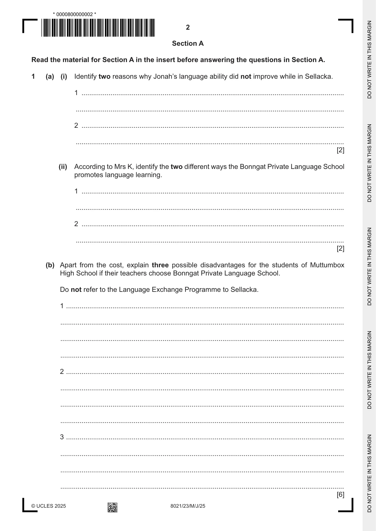 Cambridge A Level English General Paper 8021 2025 May/June Paper 2 · Variant 3 question paper, page 2 of 8