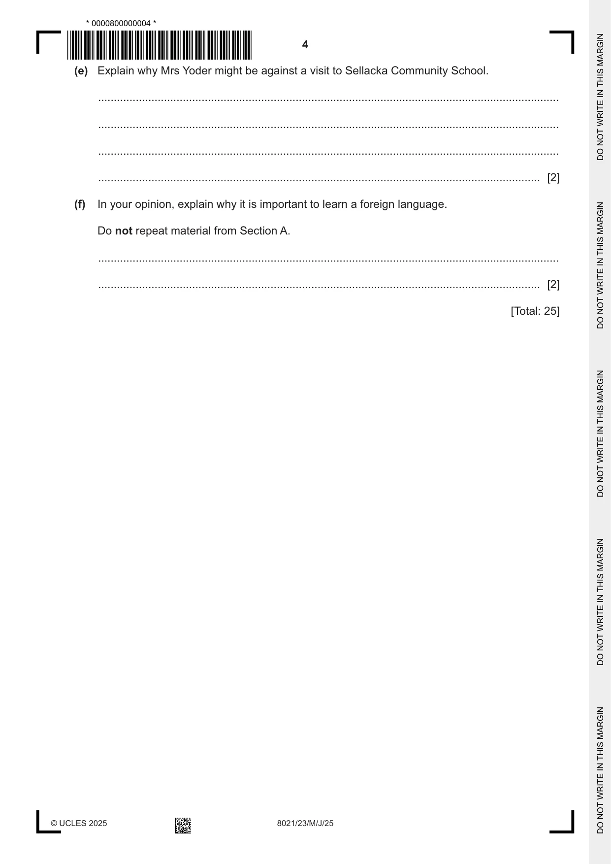 Cambridge A Level English General Paper 8021 2025 May/June Paper 2 · Variant 3 question paper, page 4 of 8