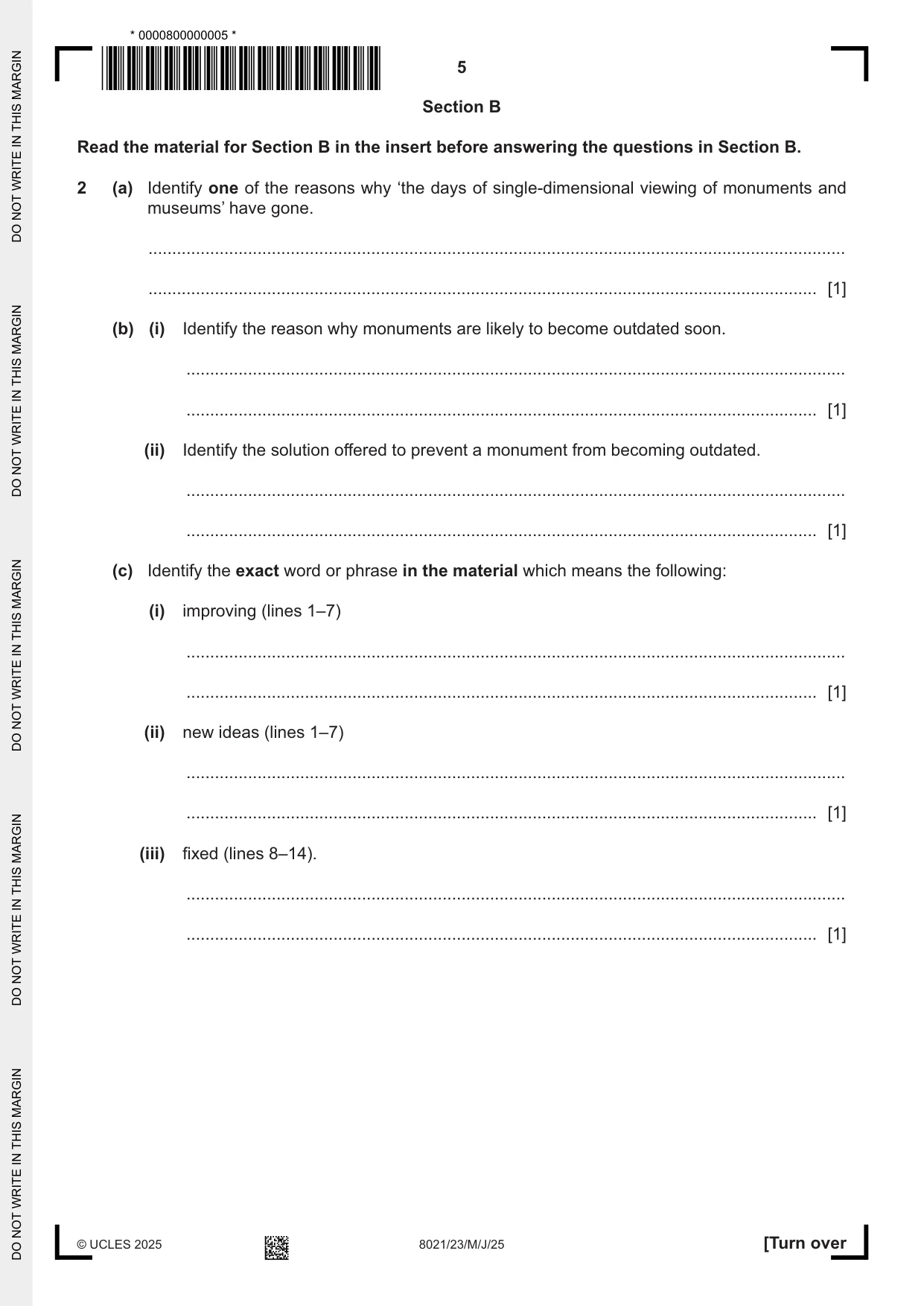 Cambridge A Level English General Paper 8021 2025 May/June Paper 2 · Variant 3 question paper, page 5 of 8