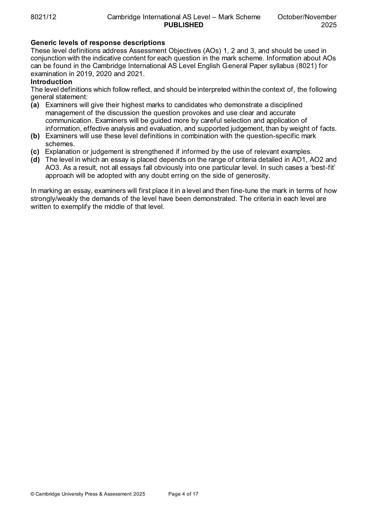 Mark scheme, page 4 of 17