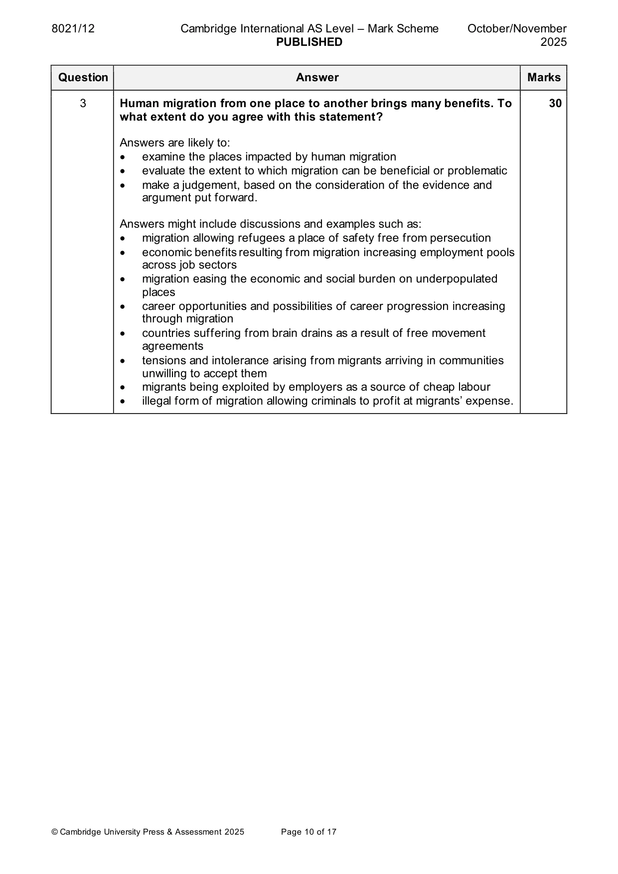 Mark scheme, page 10 of 17