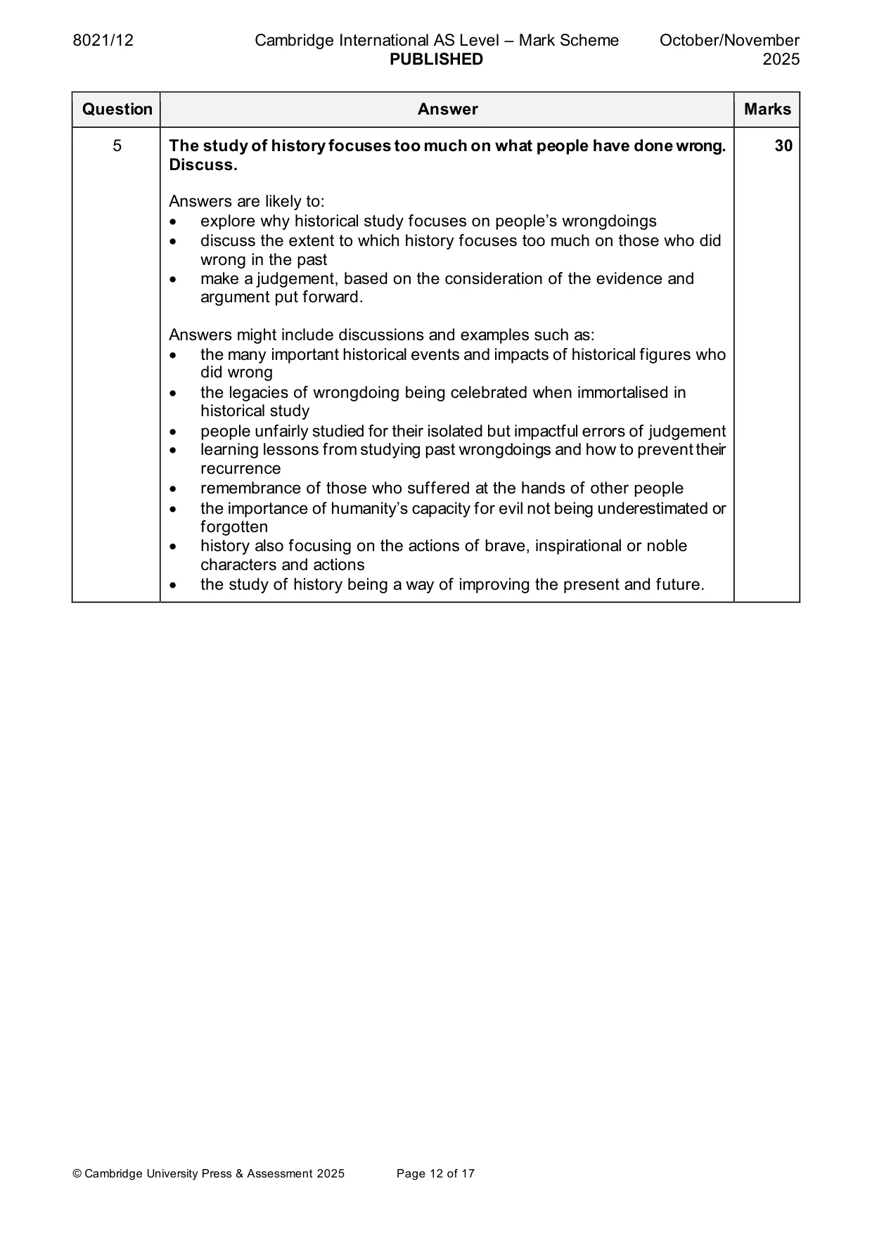 Mark scheme, page 12 of 17
