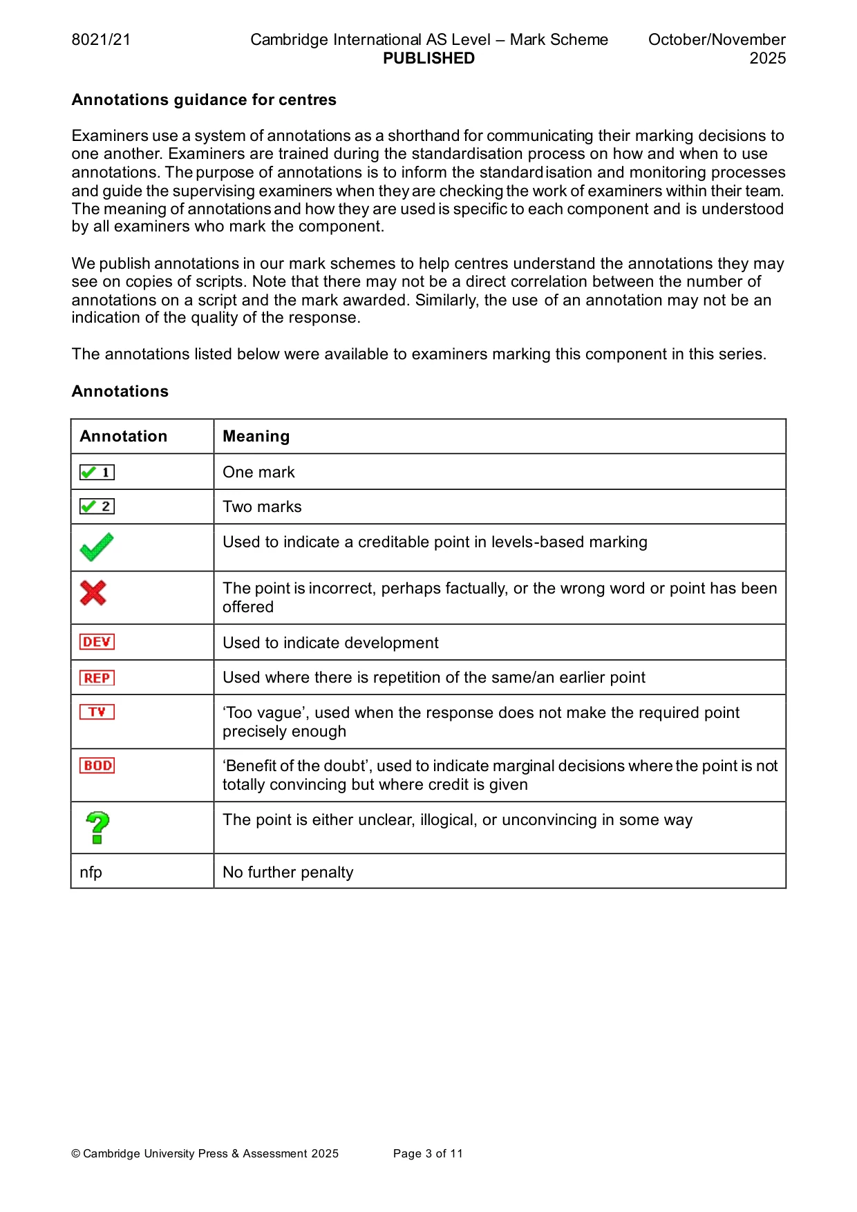 Mark scheme, page 3 of 11