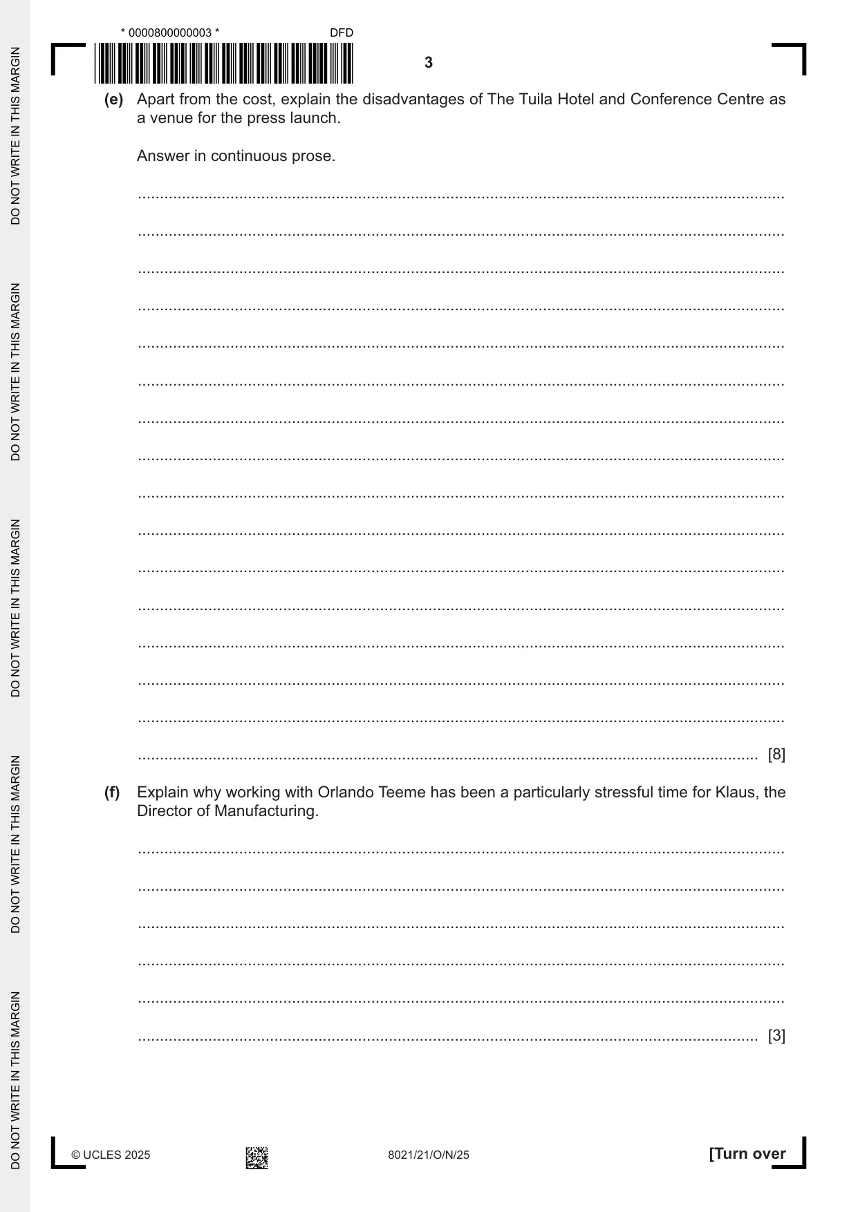 Cambridge A Level English General Paper 8021 2025 Oct/Nov Paper 2 · Variant 1 question paper, page 3 of 8
