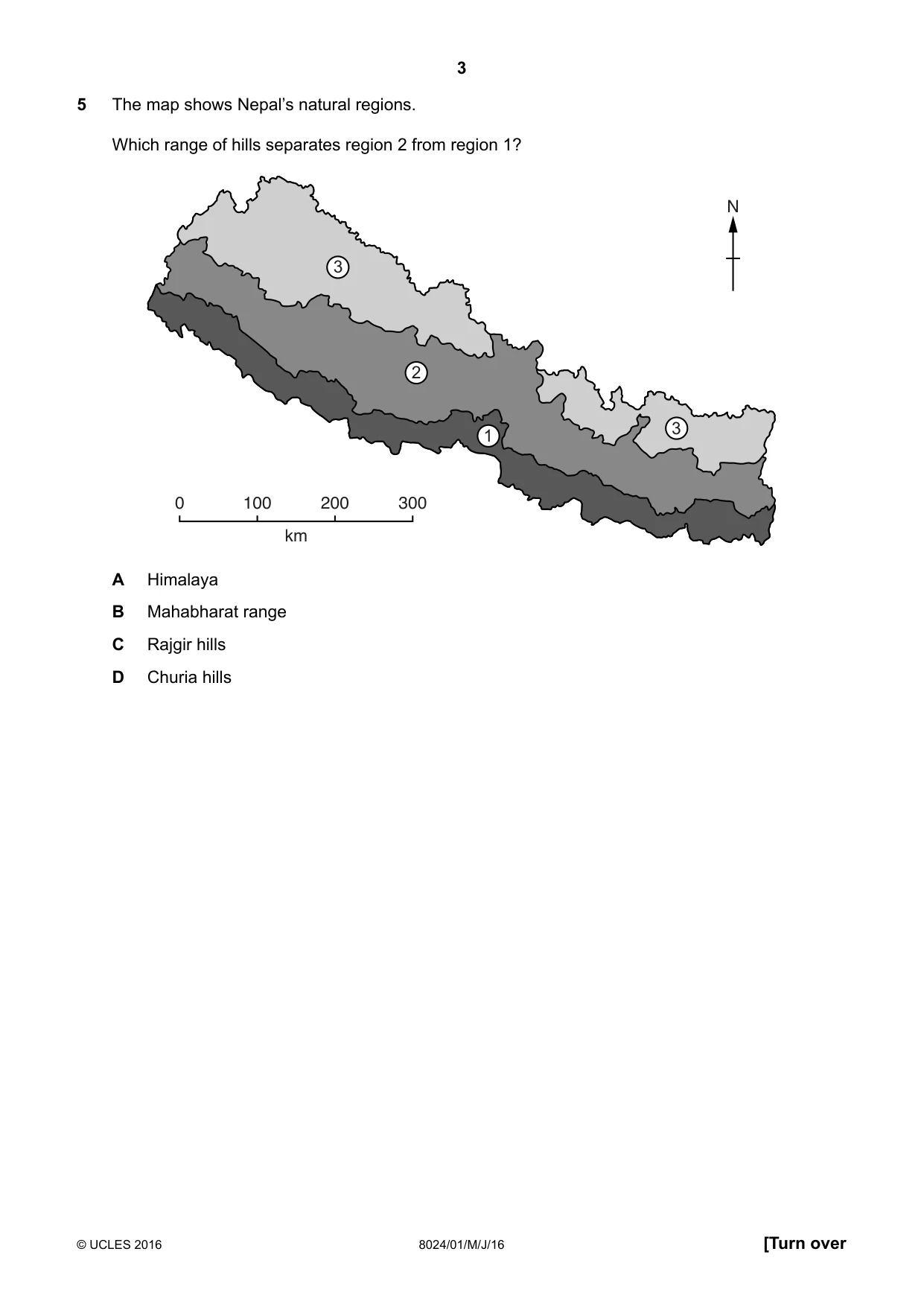 Cambridge A Level Nepal Studies (AS Level only) 8024 2016 May/June Paper 1 · Variant 0 question paper, page 3 of 12