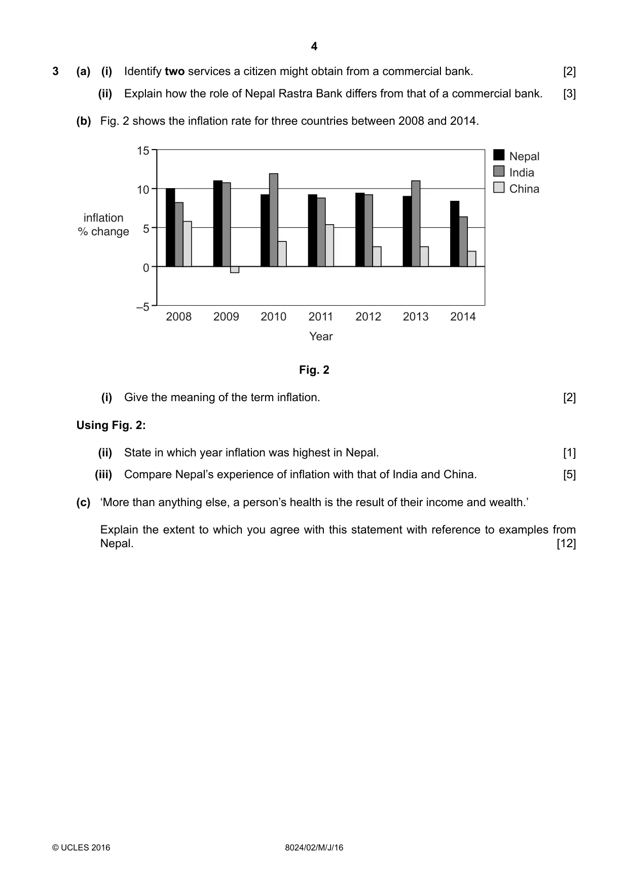 Cambridge A Level Nepal Studies (AS Level only) 8024 2016 May/June Paper 2 · Variant 0 question paper, page 4 of 8