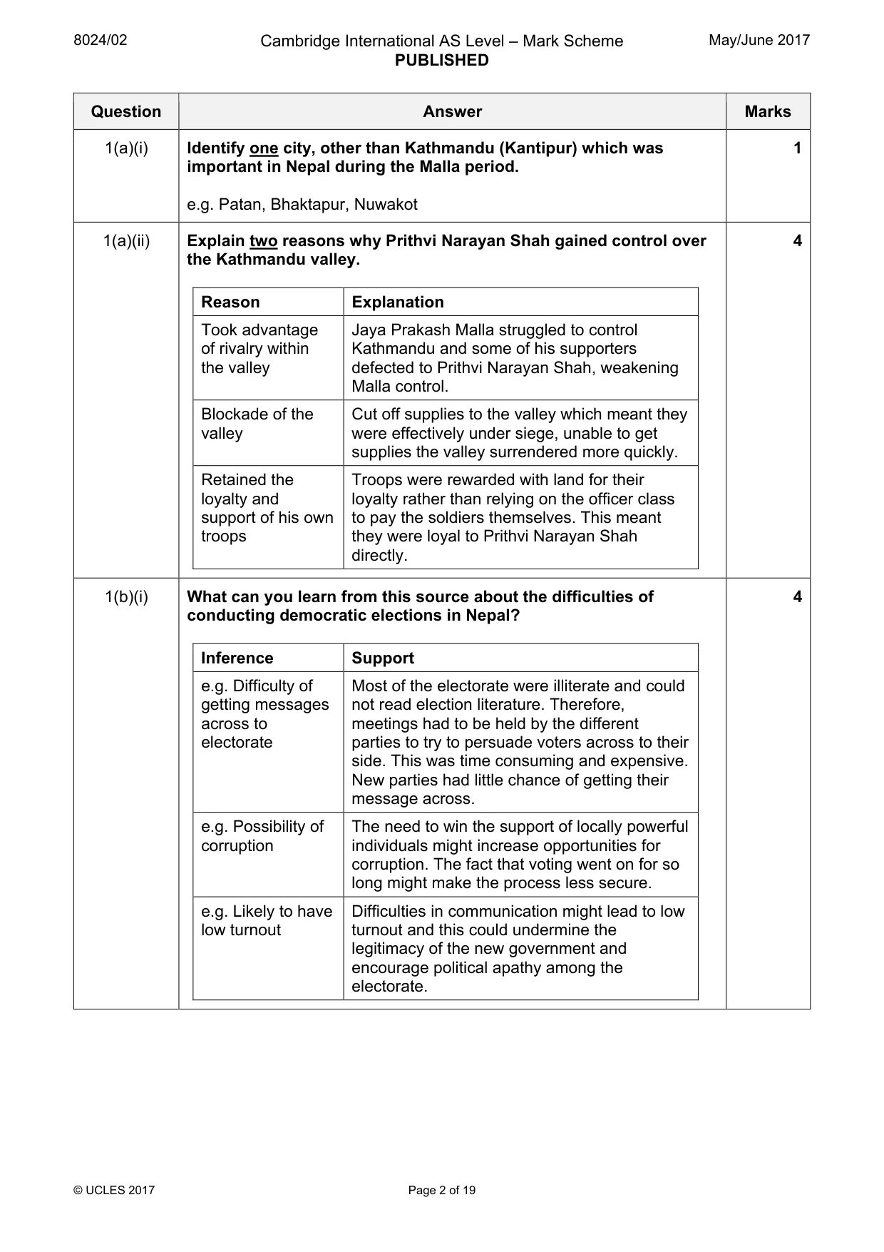 Mark scheme, page 2 of 19