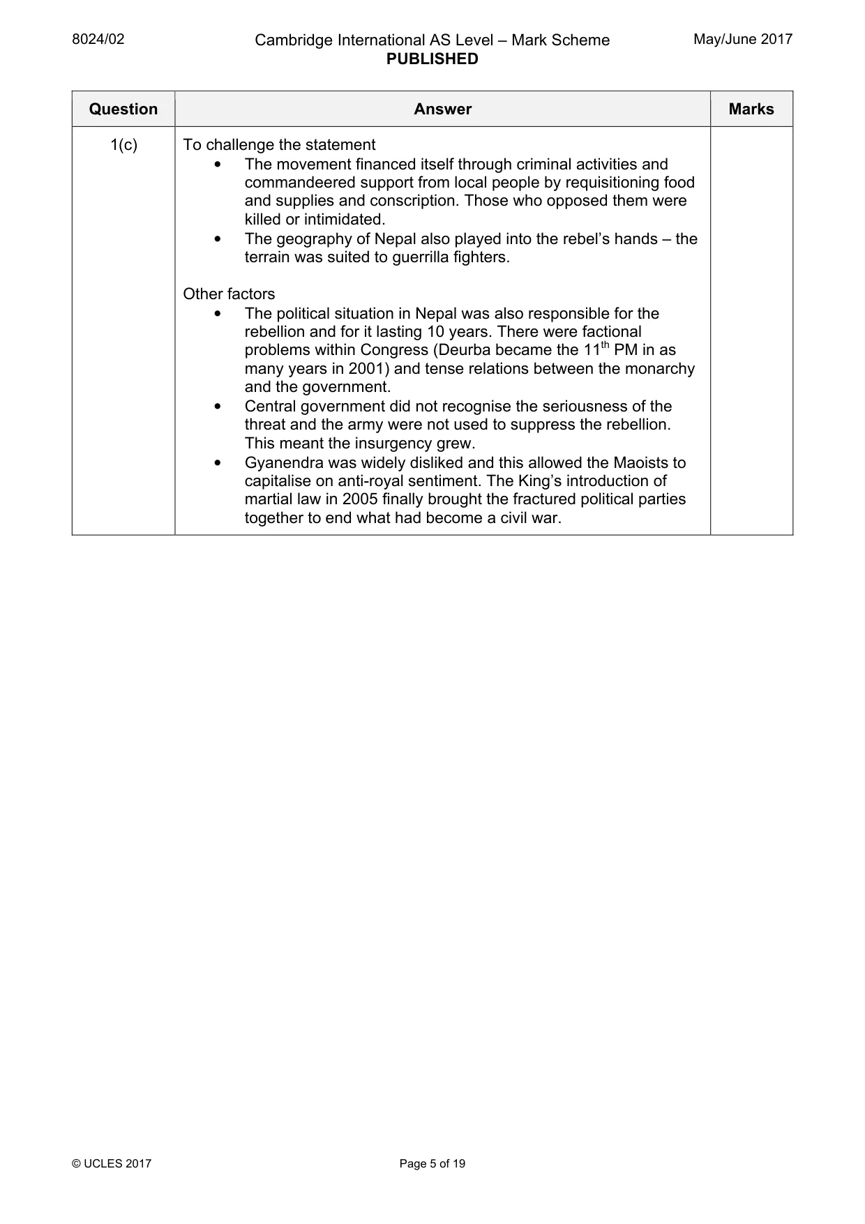 Mark scheme, page 5 of 19