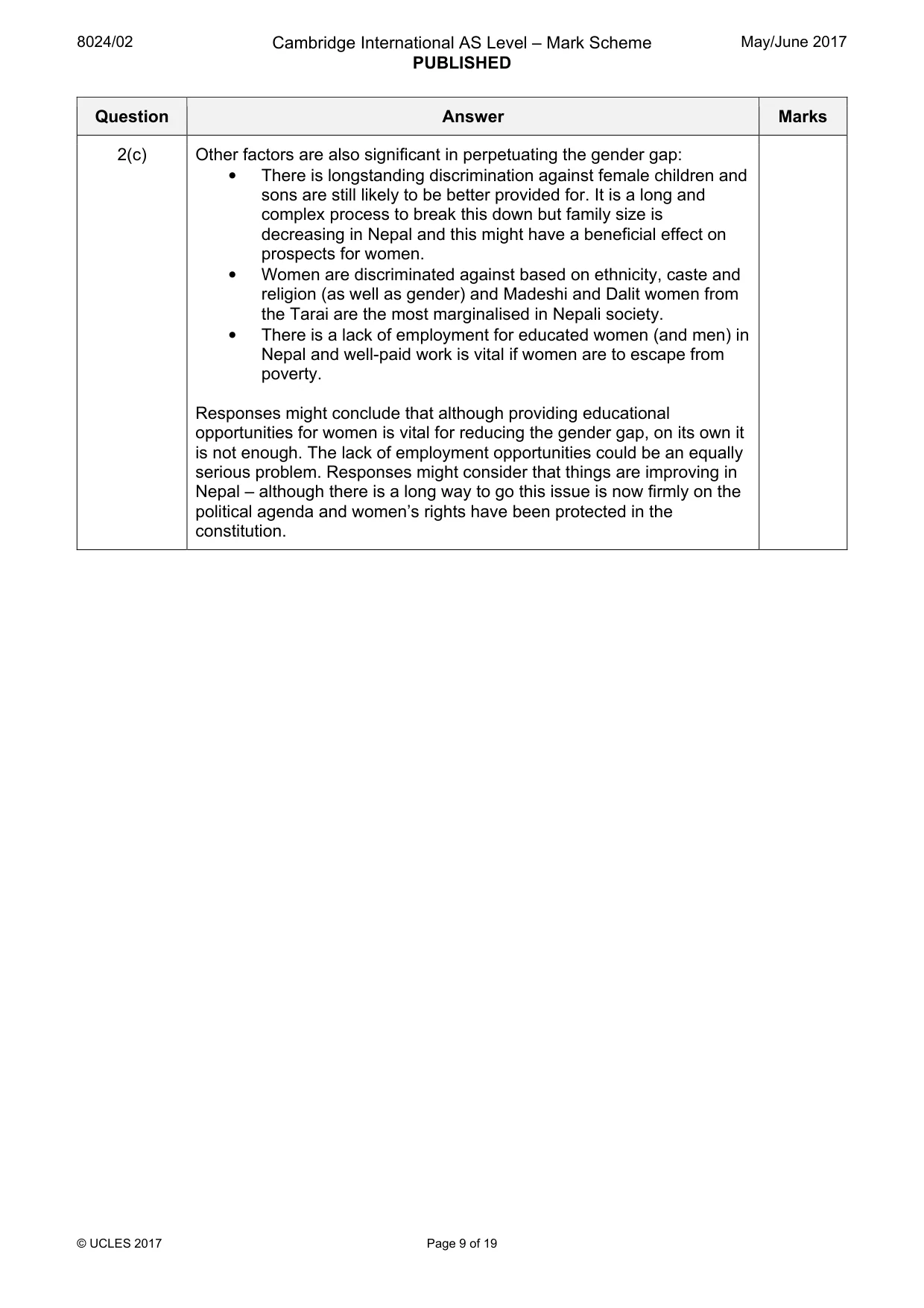 Mark scheme, page 9 of 19