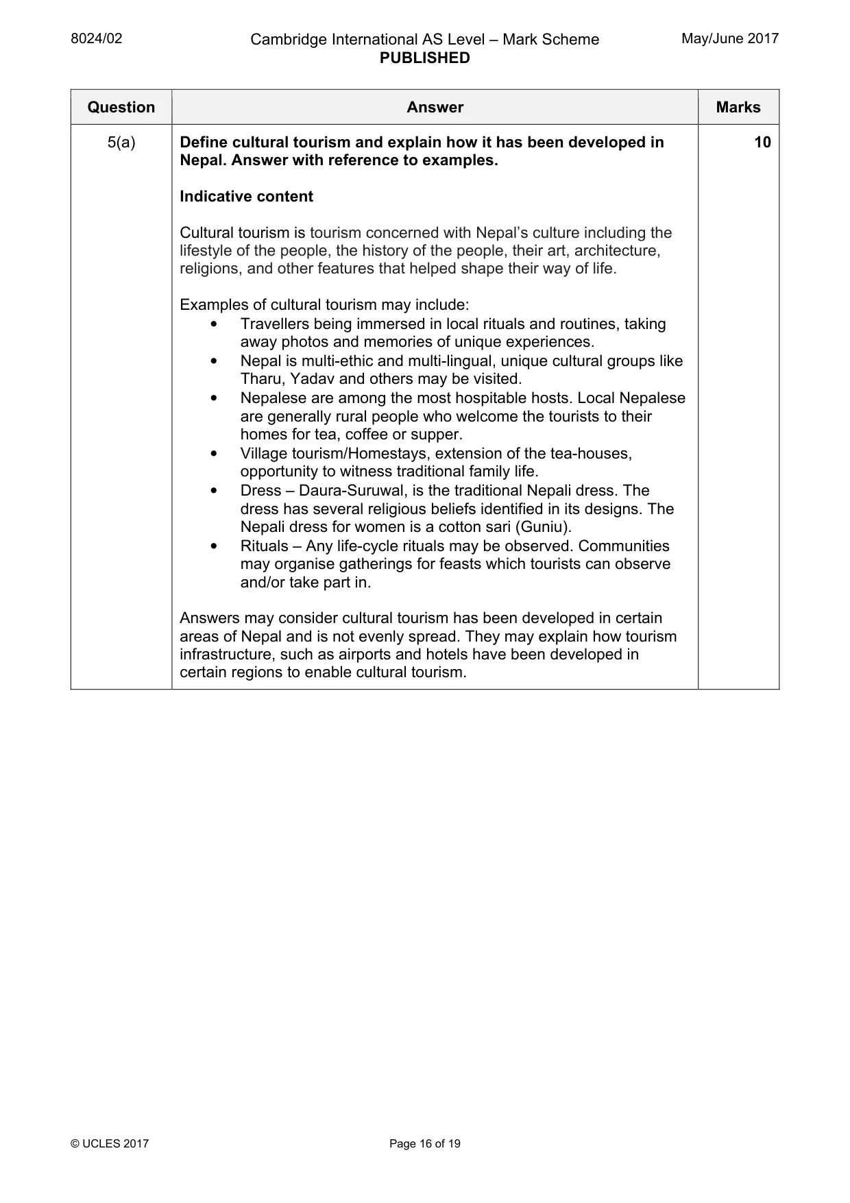 Mark scheme, page 16 of 19