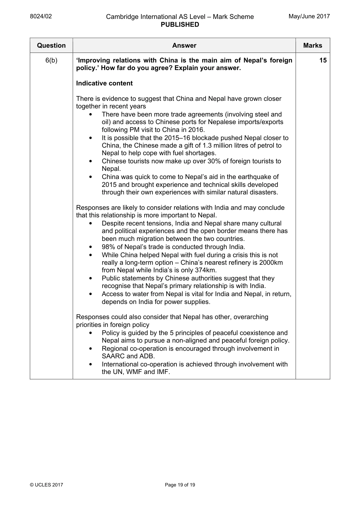 Mark scheme, page 19 of 19
