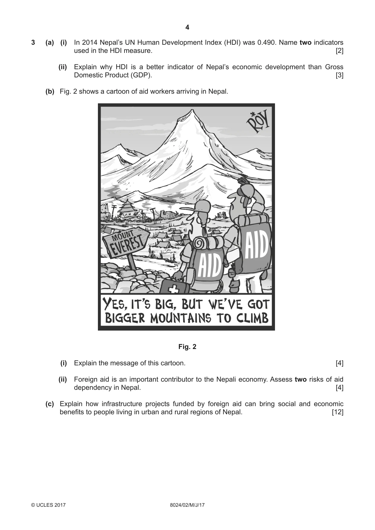 Cambridge A Level Nepal Studies (AS Level only) 8024 2017 May/June Paper 2 · Variant 1 question paper, page 4 of 8