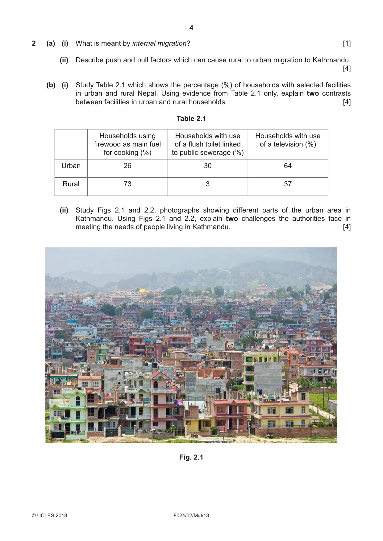 Cambridge A Level Nepal Studies (AS Level only) 8024 2018 May/June Paper 2 · Variant 0 question paper, page 4 of 8