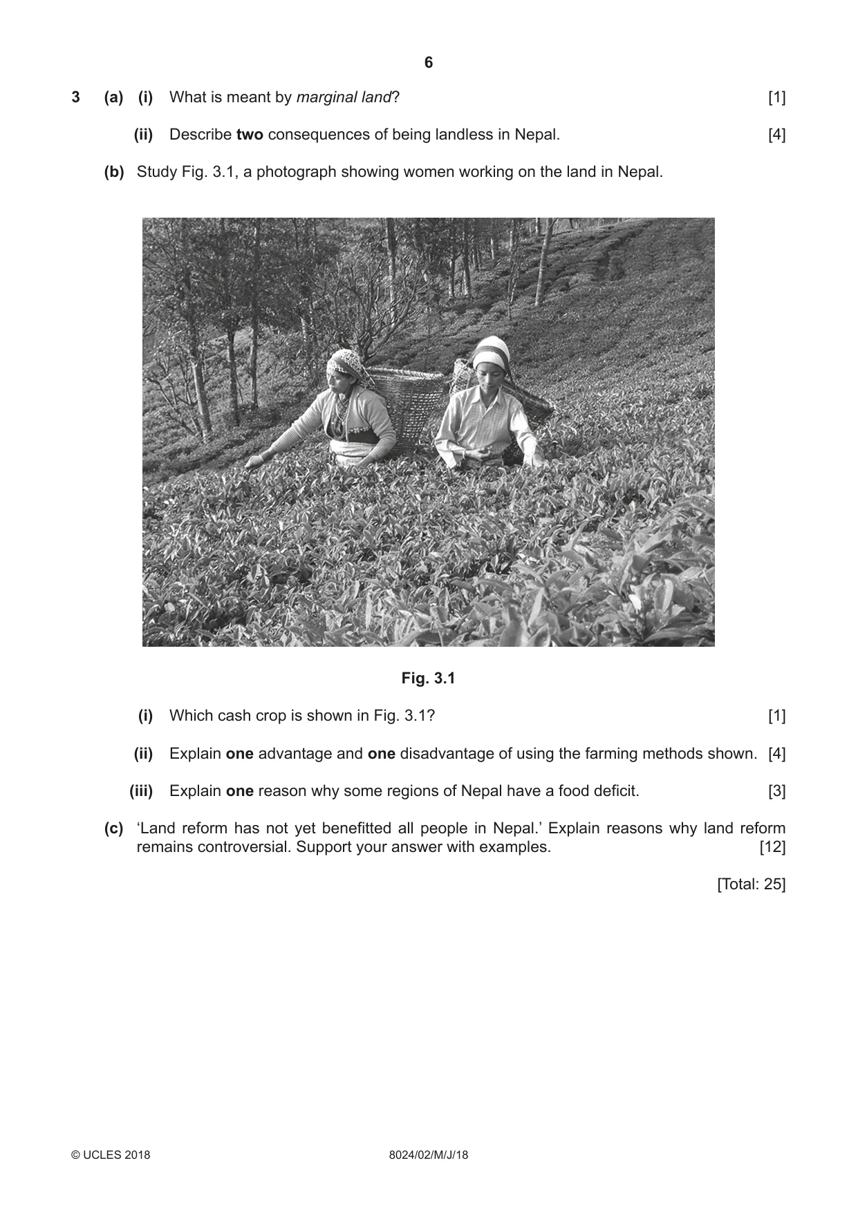 Cambridge A Level Nepal Studies (AS Level only) 8024 2018 May/June Paper 2 · Variant 0 question paper, page 6 of 8