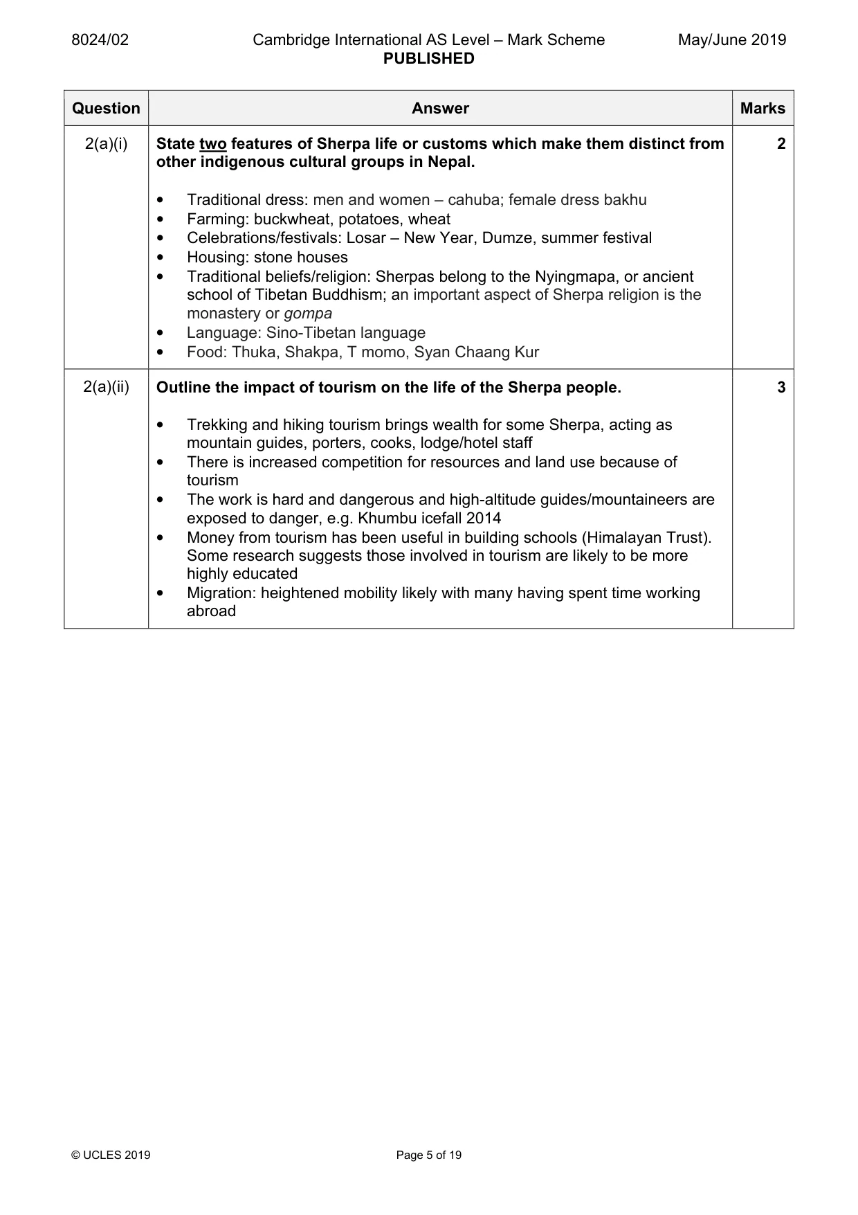 Mark scheme, page 5 of 19